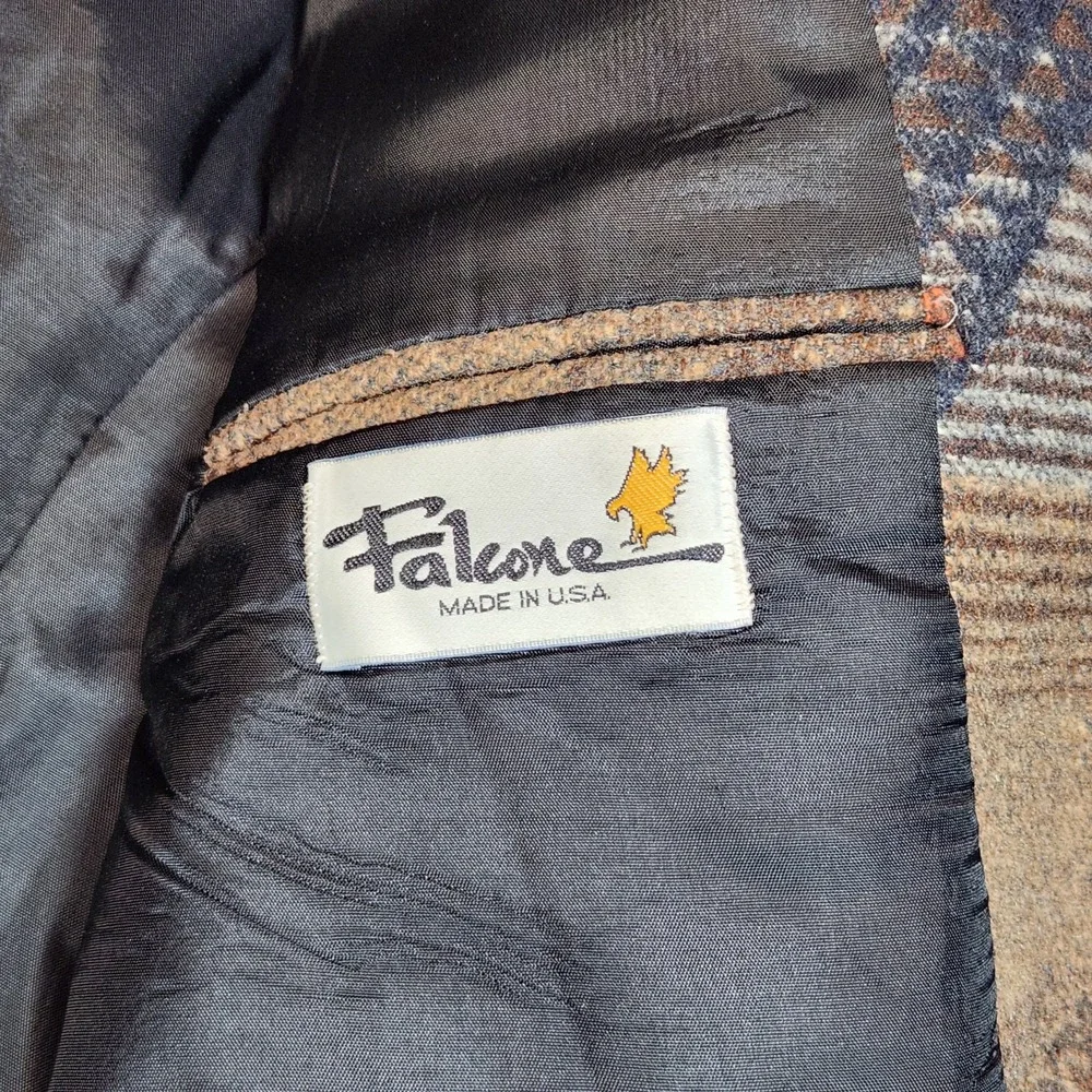 Vintage Falcone 44L Southwestern Blazer Wool USA Union Made Western 90s